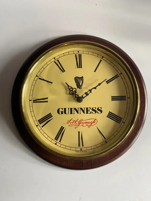 Guinness Draught Stout Brass Framed Clock — Arthur Guinness Signature