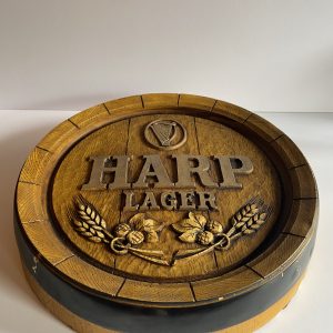 Harp Lager Carved Barrel Wall Sign — 3D Relief