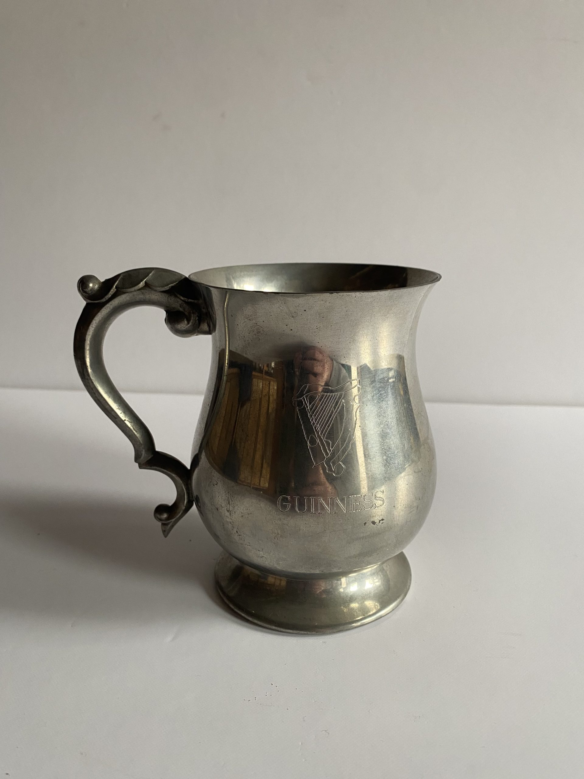 Guinness Pewter Tankard — Georgian Style with Ornate Handle - Image 1