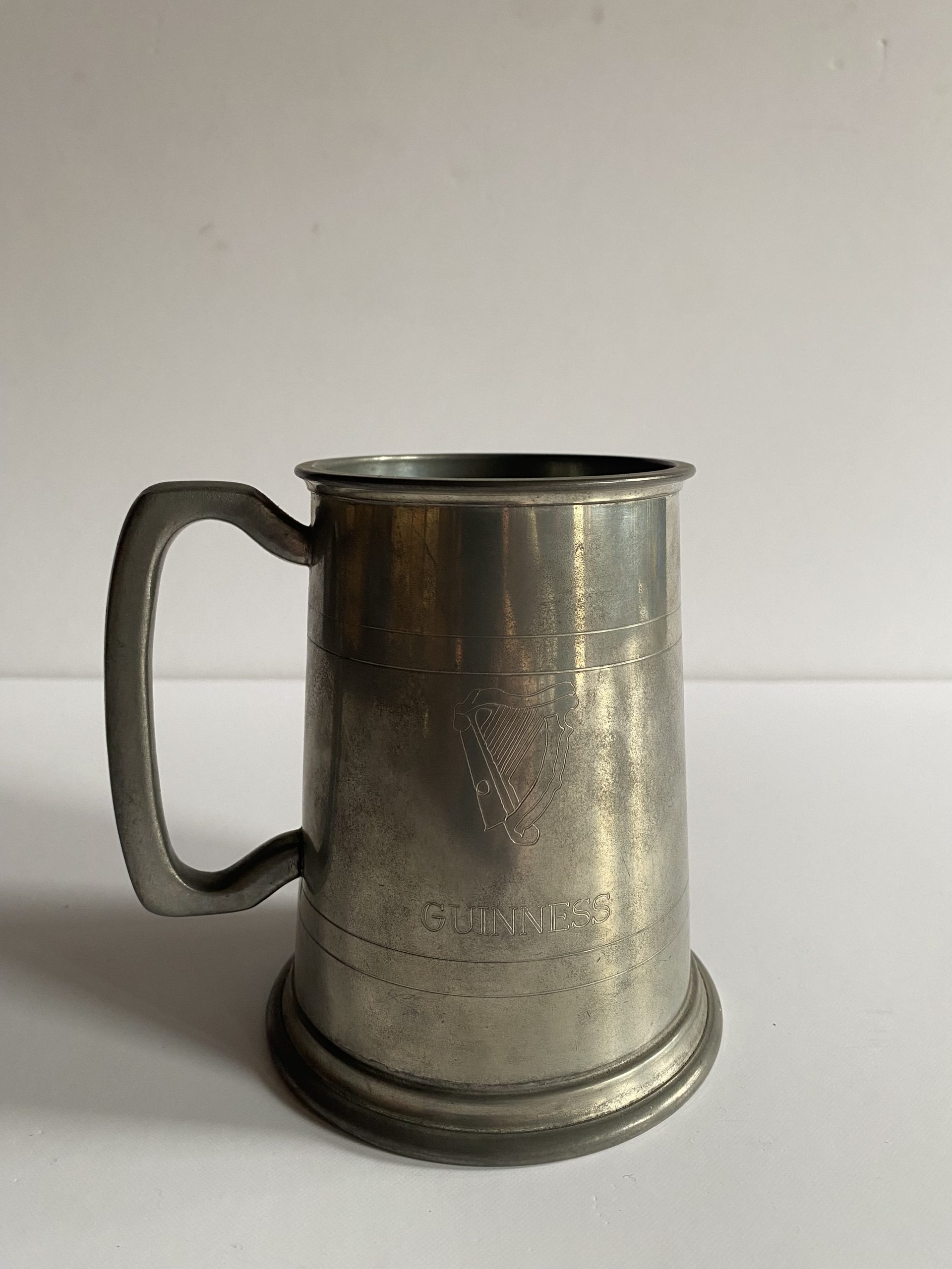 Guinness Pewter Tankard — Cylindrical with Engraved Harp - Image 1